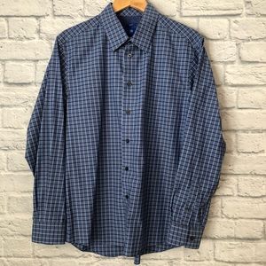 Blue window pane check long sleeve shirt